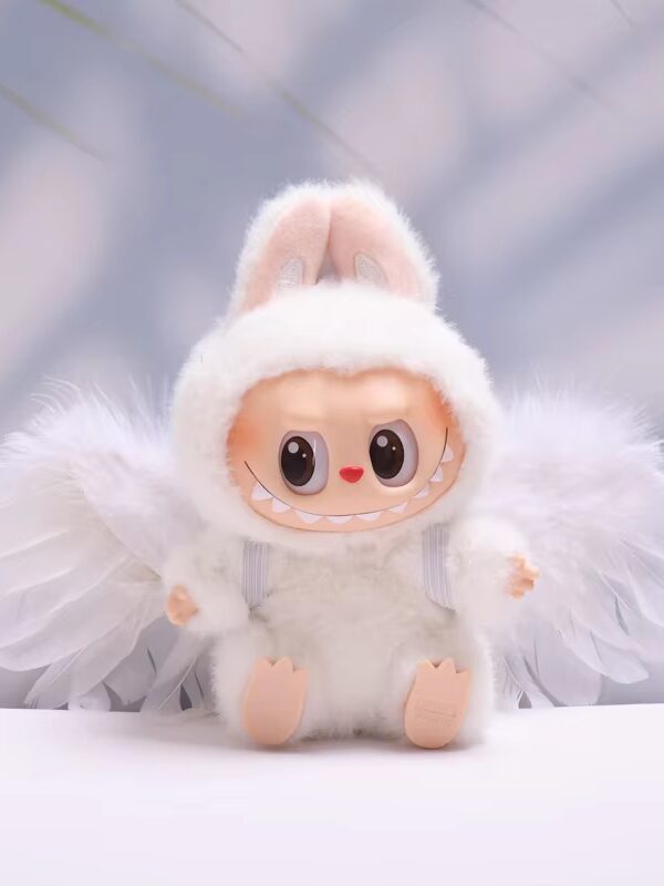 POP MART Labubu Angel Wing Outfit for Labubu Figures – White Angel Clothes Set with Wings (Doll Not Included)