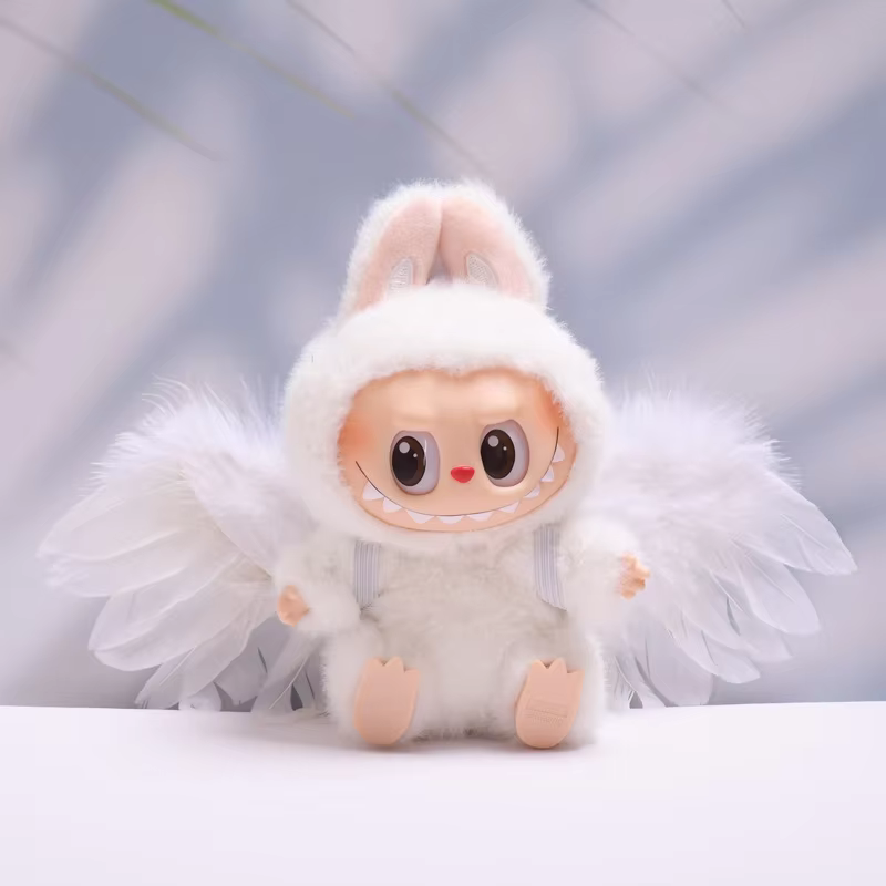 POP MART Labubu Angel Wing Outfit for Labubu Figures – White Angel Clothes Set with Wings (Doll Not Included)