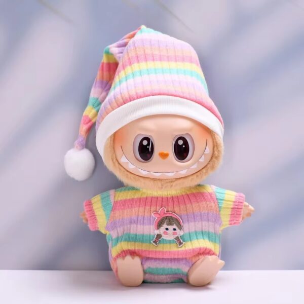 POP MART Labubu Rainbow Outfit for Labubu Figures – Colorful Rainbow Clothes Set (Doll Not Included)