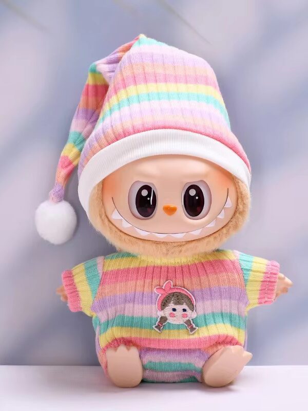 POP MART Labubu Rainbow Outfit for Labubu Figures – Colorful Rainbow Clothes Set (Doll Not Included)